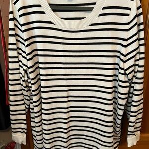 Black and White Striped Women's Sweater